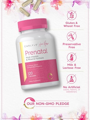 Carlyle Prenatal Vitamins for Women | 120 Capsules | Multivitamin and Mineral Formula with Folic Acid | Non-GMO and Gluten Free Supplement | for Her